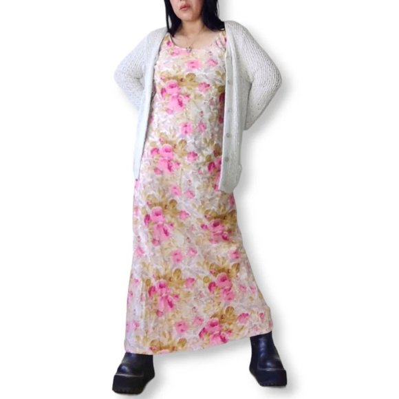 sold-Vintage Karen Kane 100% linen floral cottage boho maxi dress size S - Picture 6 of 6